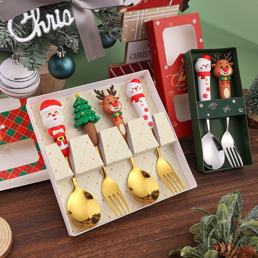 4 Pieces Christmas Spoon and Fork Set