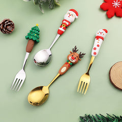 4 Pieces Christmas Spoon and Fork Set