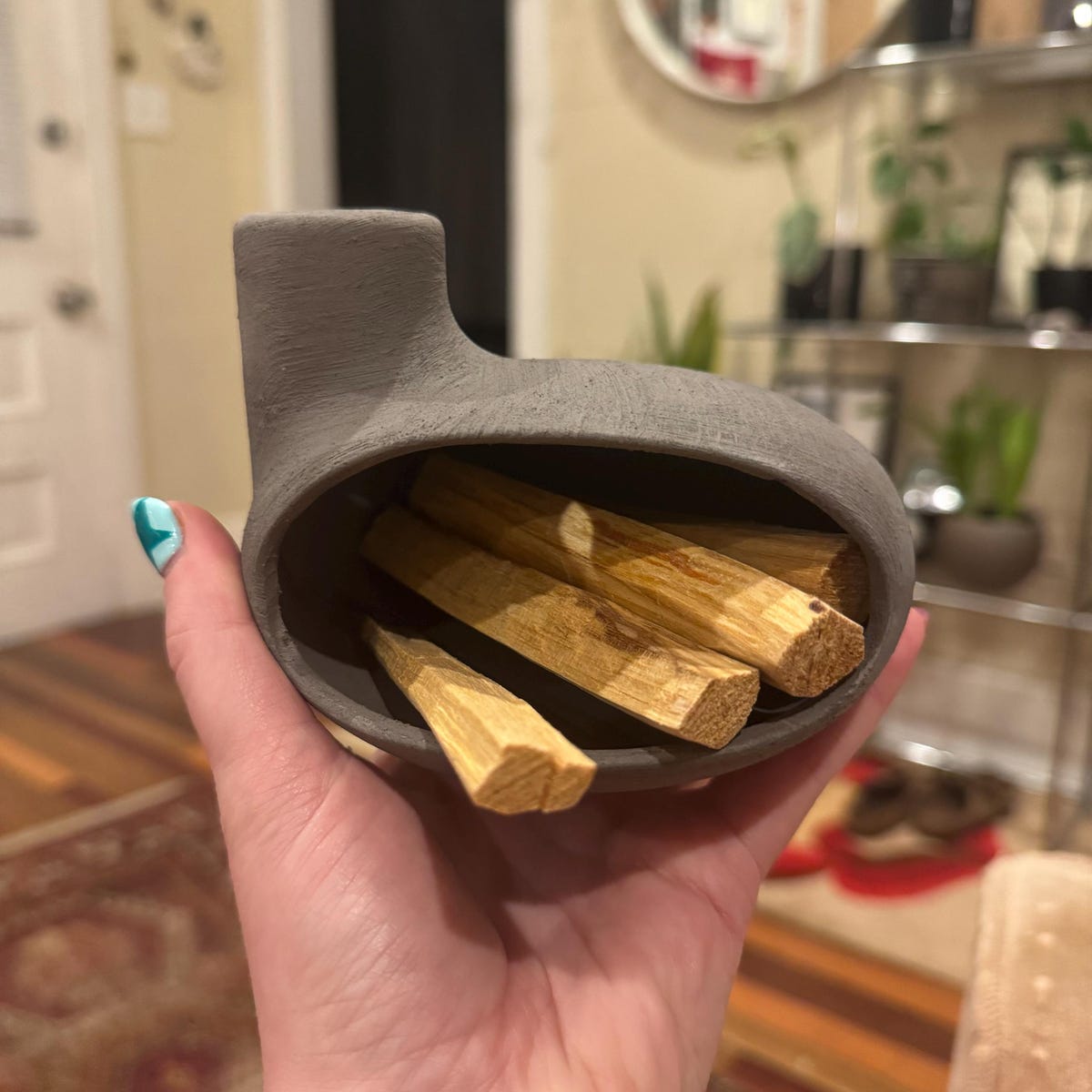 Sculpted Ceramic Palo Santo Holder